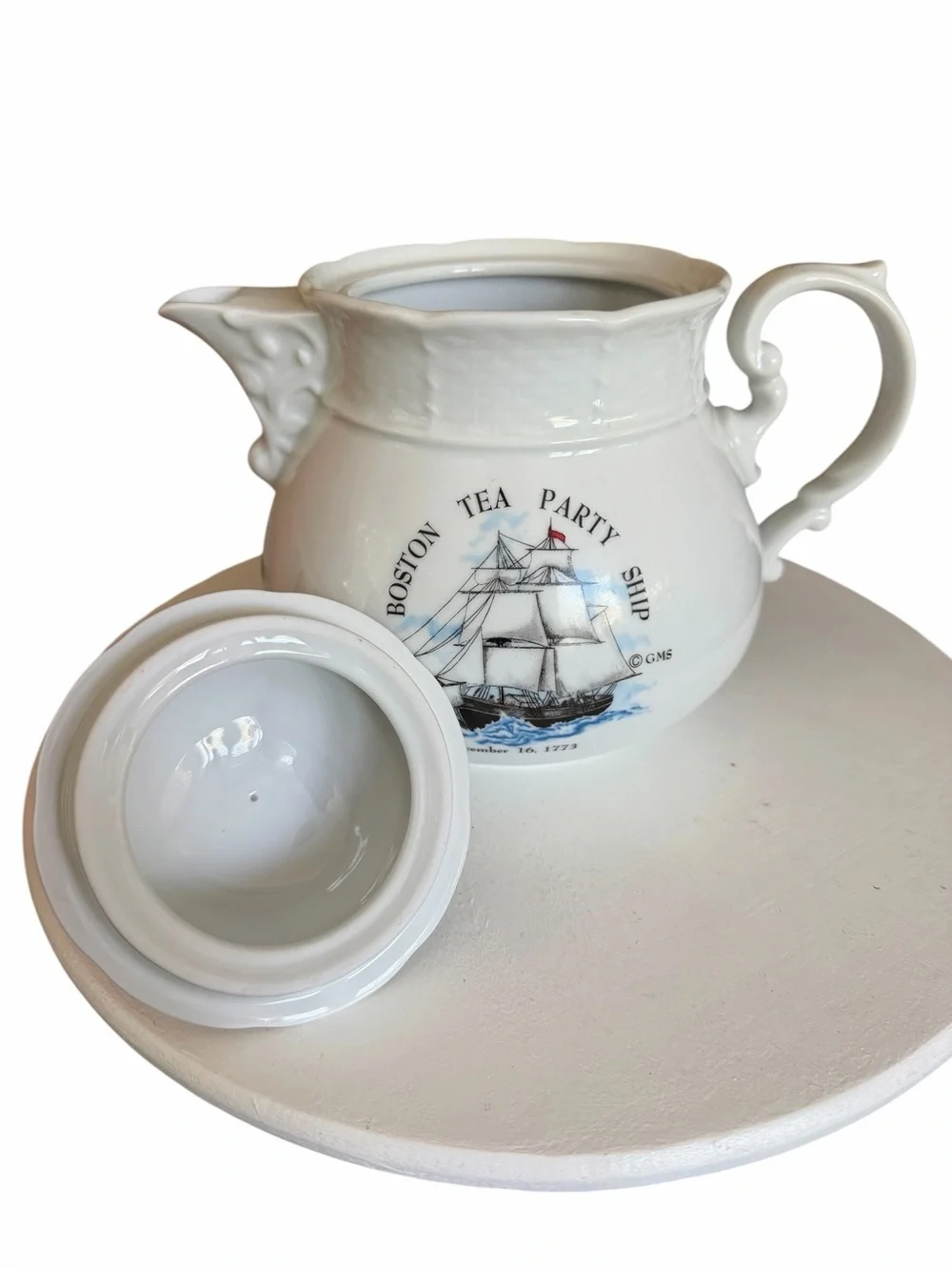 Vintage Thun Studio Czech Republic 1794 Boston Tea Party Ship Ceramic Teapot